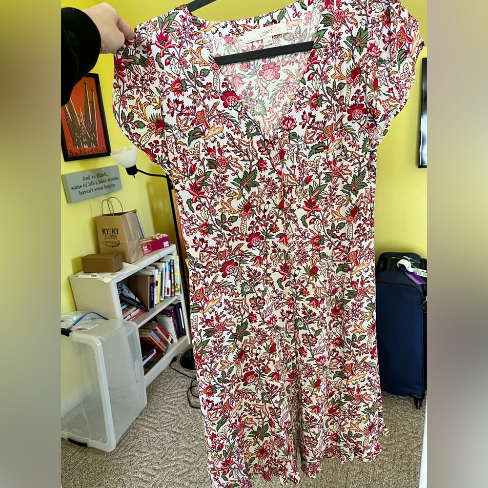 LOFT floral tea dress